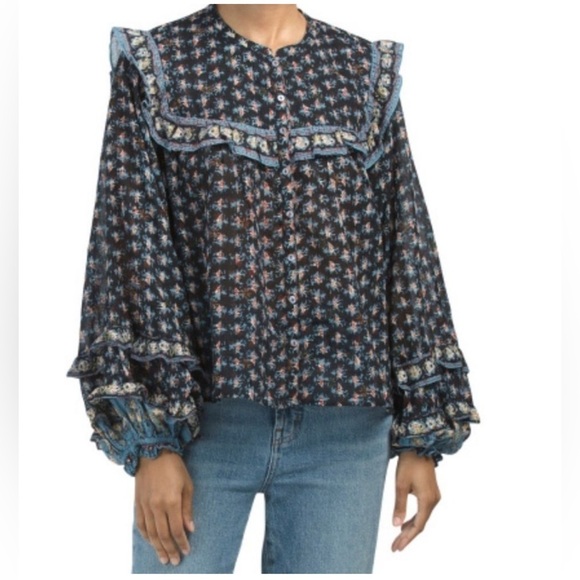 Free People Jenna Printed Blouse Large - Picture 5 of 14